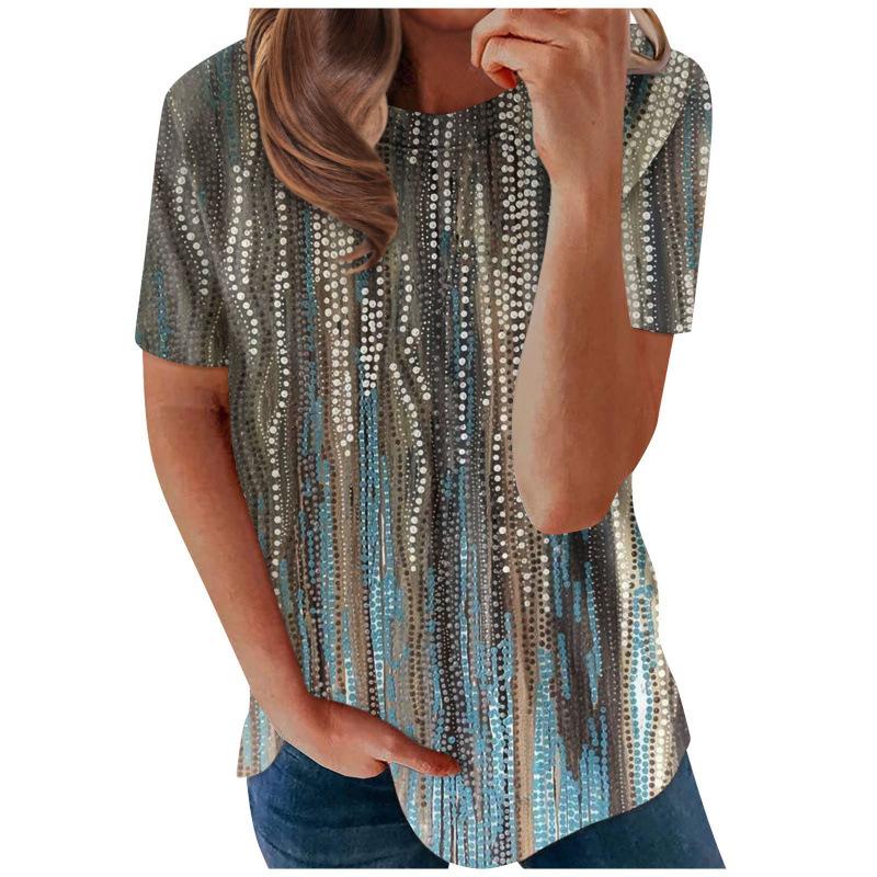 Blumenmuster 3D-Druck T-Shirts Damen Sommer Rundhals Kurzarm T-Shirt Y2k Harajuku Tees Streetwear Oberteil Damenbekleidung