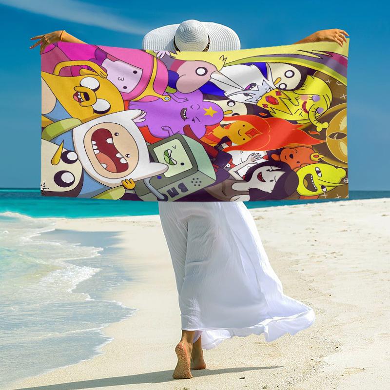 1Pc Adventure Time Characters Beach Towel Microfiber Beach Towel Thin Absorbent For Beach Swimming Yoga Bath Sports 0917150