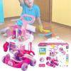 Interactive Kids Play Vacuum Set Plastic Cleaning Tool Cart With Ice Cream Cash Register