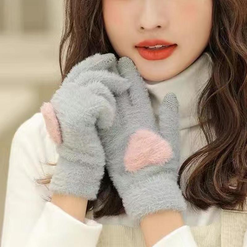 Love Plush Gloves Women's Cute Warm Thick Cycling Touch Screen Gloves