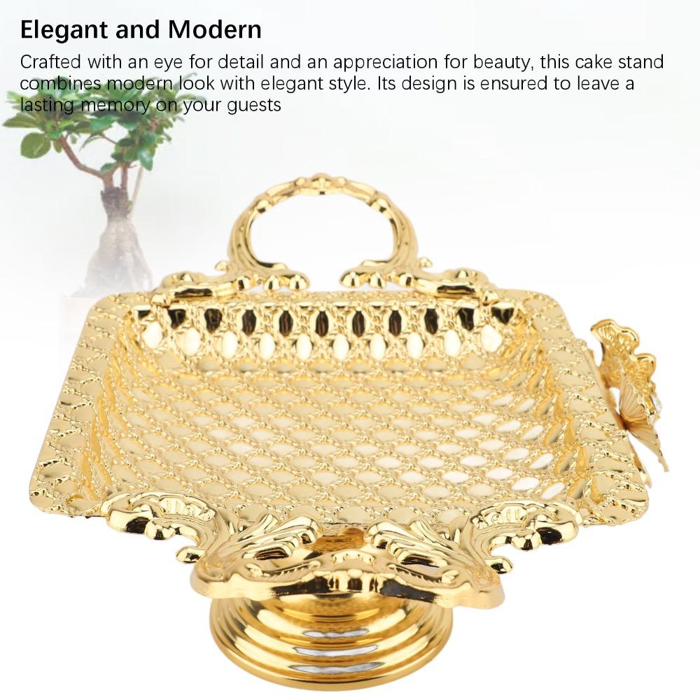 2pcs With Base Handle Dessert Serving Tray Gold Cupcake Display Stand Home Decoration