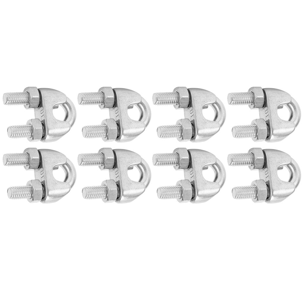 8 stk 38 tommer M10 rustfritt stål vaierklemmer U-bolt salfeste