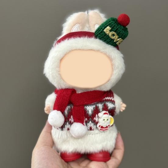 Mini Plush Doll Clothes Sweater Hat Dress Soft Doll Outfits Easy Wear Christmas Halloween Clothing for 17cm Dolls