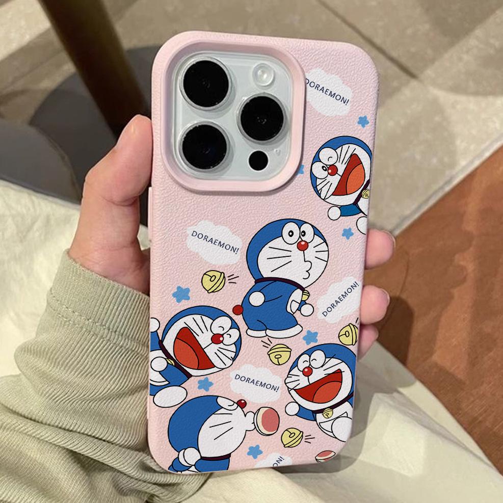 Cartoon D-Doraemons Lichee Leather Pattern Phone Case For Samsung S26 S25 S24 S23 S22 S21 S20 S10 Plus FE Ultra 4G 5G Shockproof