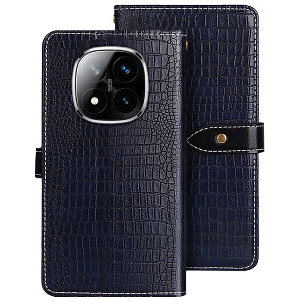 

IDEWEI For Xiaomi Redmi Note 14 Pro 5G/Poco X7 5G Case Crocodile Texture PU Leather Flip Phone Cover Blue
