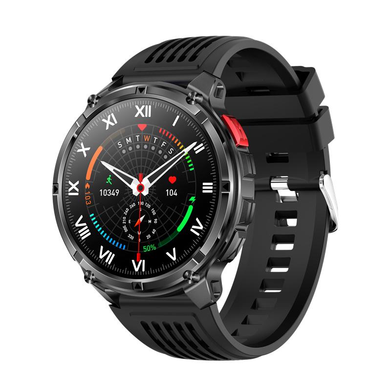 HT33 Men Smart Watch 1.7inch LED Flashlight BT Calling Outdoor Sports Compass Health Monitoring 1100mAh Large Battery Smartwatch