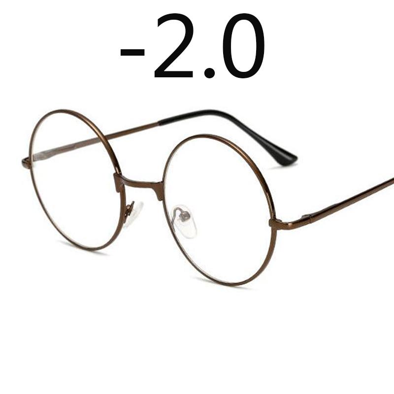 Round Glasses Woman Men Glasses Retro Myopia Optical Metal Frames Clear Lens Black Silver Gold Eyeglasses -1.0 -1.5 -2.0 To -4.0
