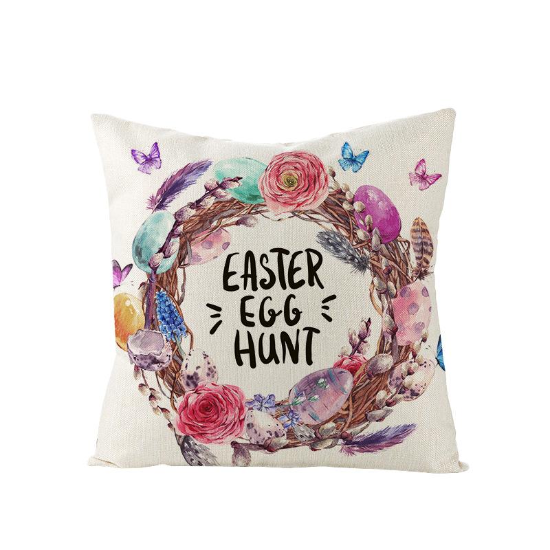 Cartoon Rabbit Easter Egg Easter Pillowcase Linen Household Products Printed Pillowcase Cushion