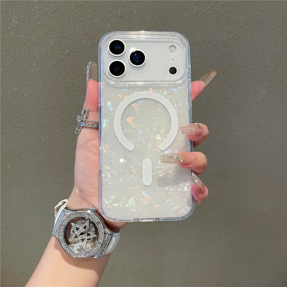 Suitable for Apple 17 Shell Pattern Magnetic Phone Case iPhone 17 Promax Sparkling Powder Colorful 17Air Protective Cover