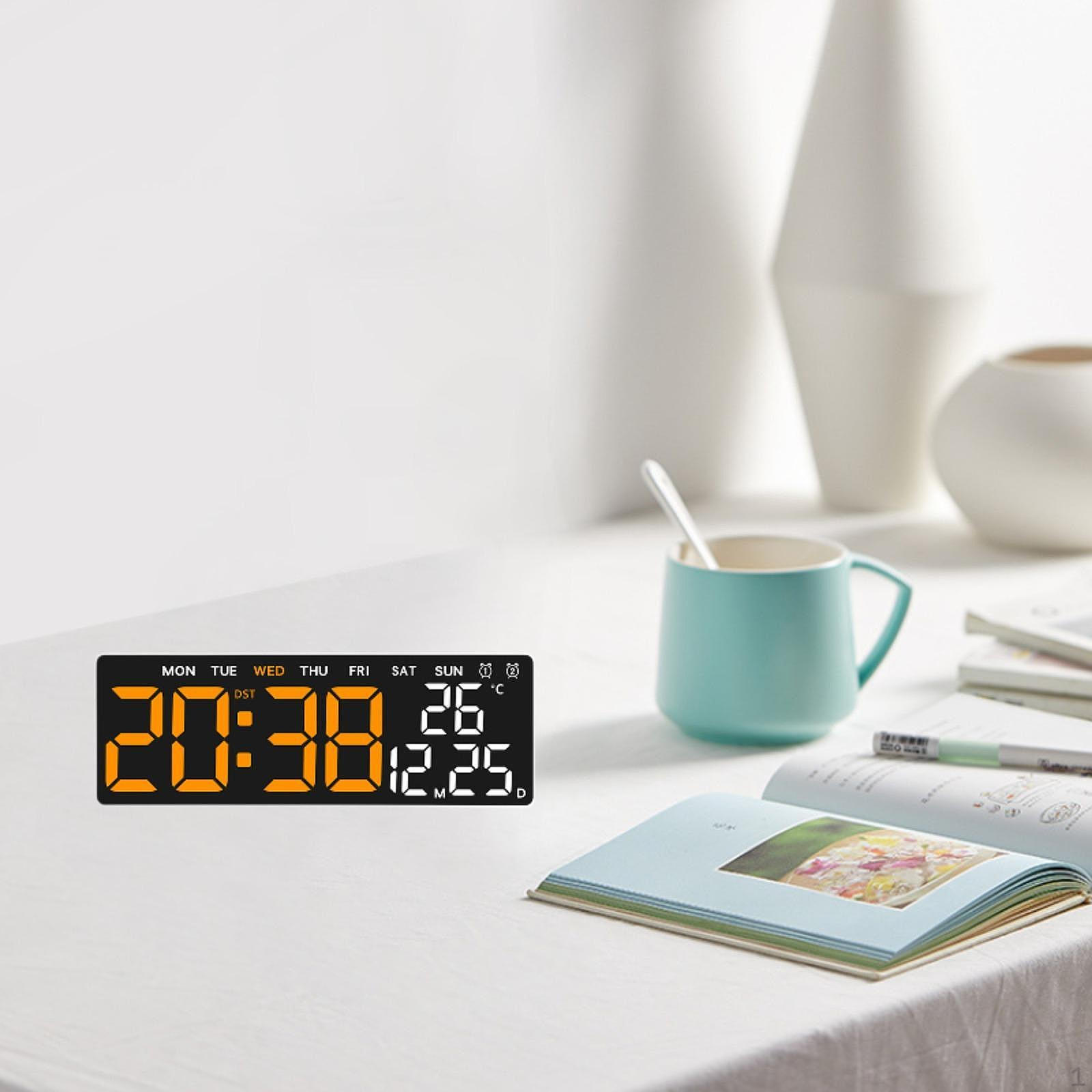 

Цифровой будильник с электрическим настольным 3-уровневым регулятором яркости, многоцелевой светодиодный светильник для домашнего декора White Shell_Orange Time