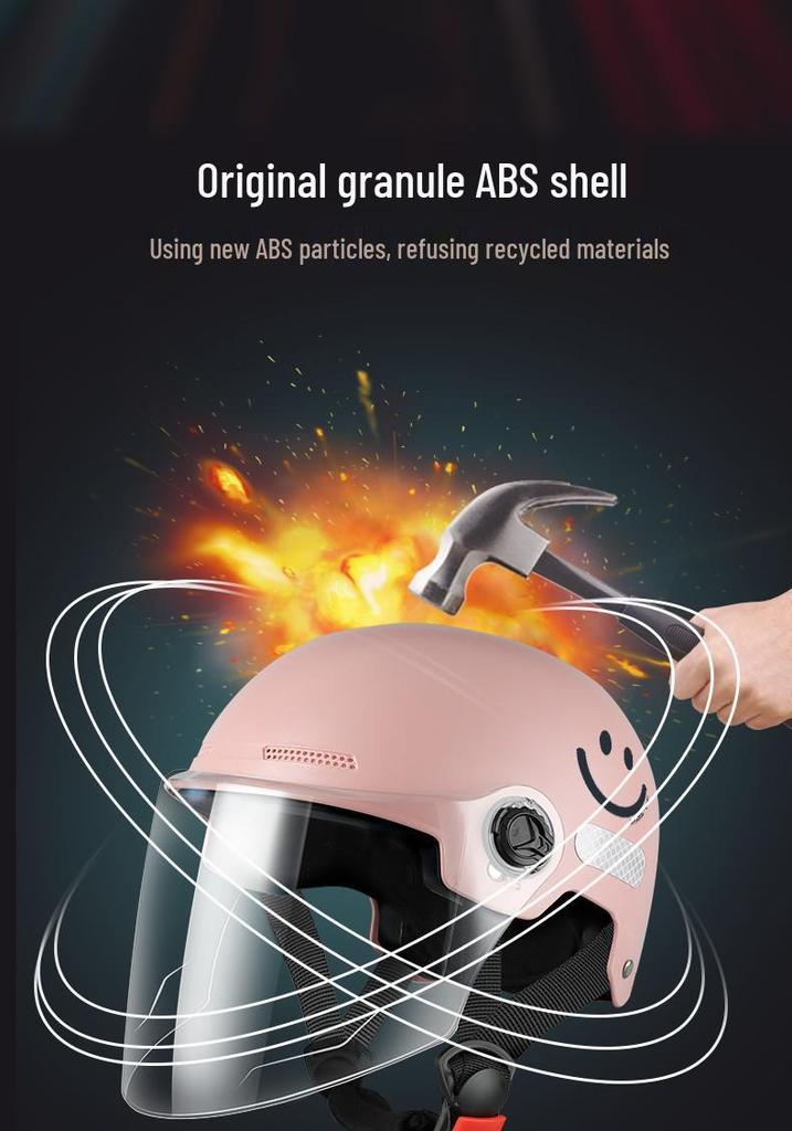 Certified New Smiley Face Helmet for Electric Scooter & Motorcycle - Summer Sun Protection, Half Coverage