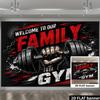 Welcome to Our Family Gym Backdrop Banner, Dumbbell Hand Design, Durable Polyester Wall Decor for Indoor Outdoor Party Holiday Home Decoration