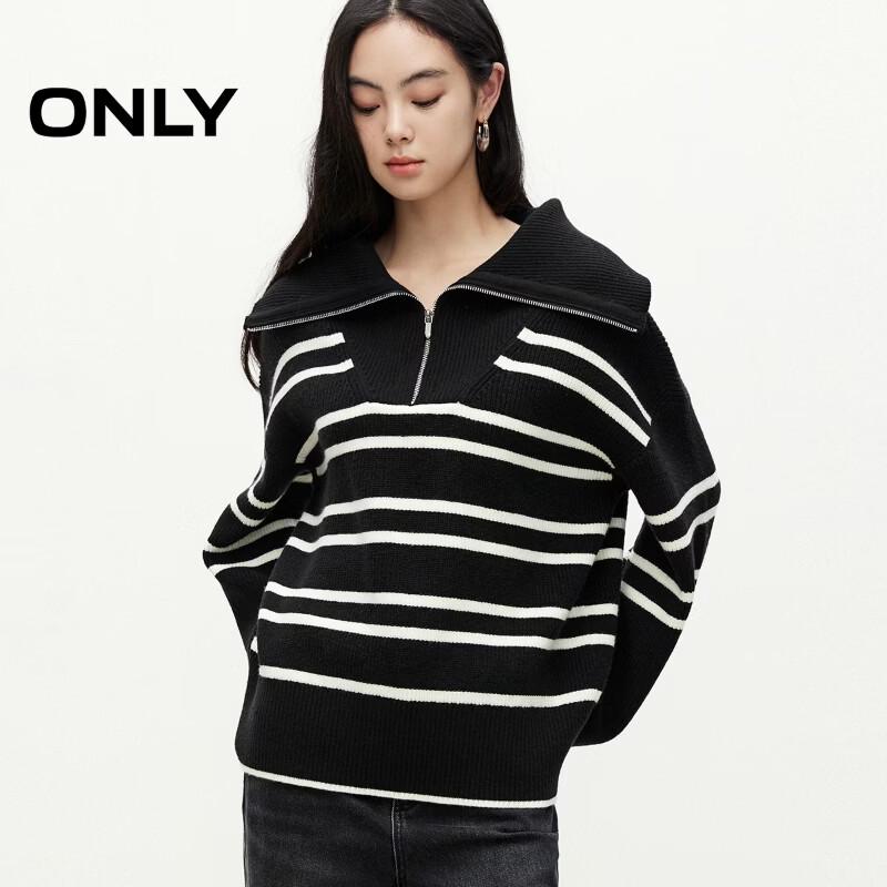 ONLY Women's Striped Half-Zip Knit Sweater