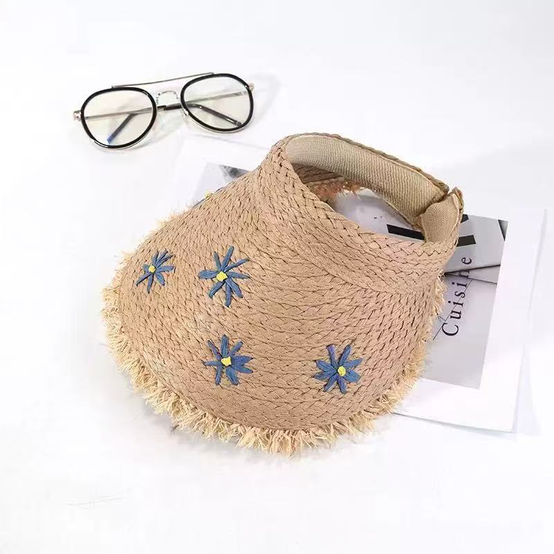 Summer French Big Brim Sun Hat Women's Fashion Ins Seaside Sun Protection Straw Hat Pastoral Pearl Face Small Sun Hat