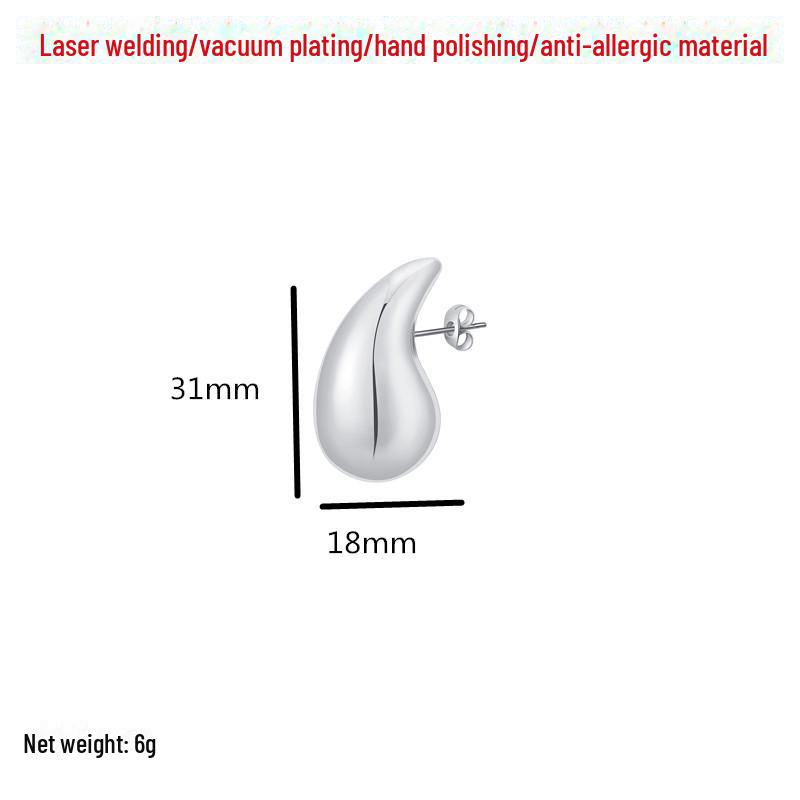 Gold-Plated Stainless Steel Oversized Teardrop Hoop Earrings - European & American Fashion for Women