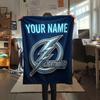 Custom Name,Tampa Bay Lightning Printed Flannel Blanket, soft throw for bedroom sofa, washable, Christmas present, great gift.