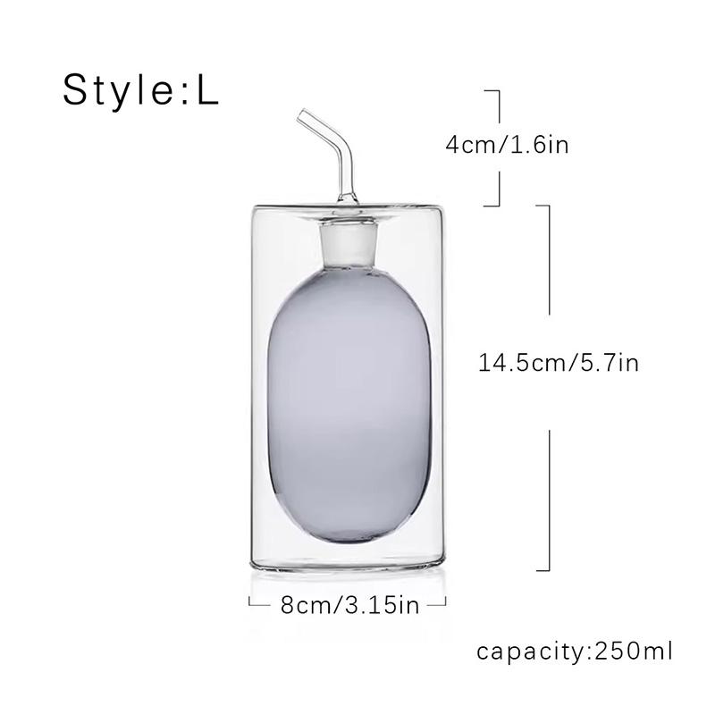 Double Glass Oil Jug Oil Tank Vinegar Jar Seasoning Bottle Olive Oil Jug Kitchen Utensils Transparent Color Seasoning Tools