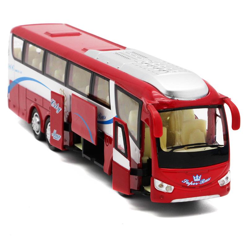 Passenger Bus Model Simulation Alloy Pull Back Car Model Collection Ornaments Children's Toys Diecast Car Fun Toys For Boys