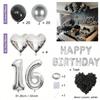 1050pcs Black & Silver Party Balloons Decorations with Silver Happy Birthday Banner Chrome Silver Balloons for kids and adults