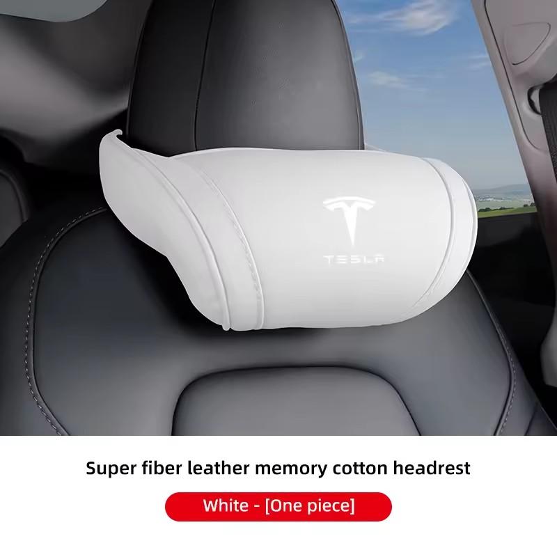 Tesla Car Leather Headrest Memory Foam Comfort Seat Neck Pillow For Tesla Model 3 Y S X Cybertruck Juguete Roadster Coil Bonina