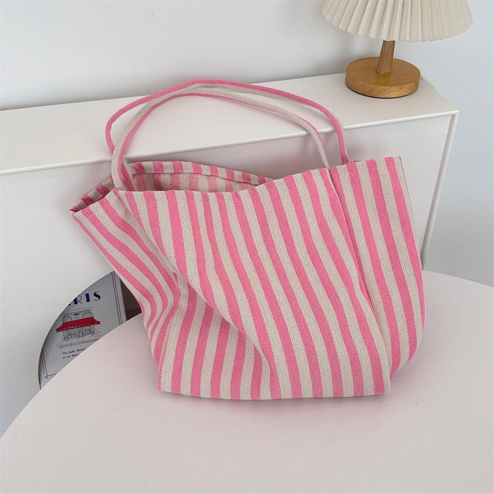 Stylish Soft Fabric Multi-color Stripe Tote Bag Perfect For Everyday And Travel