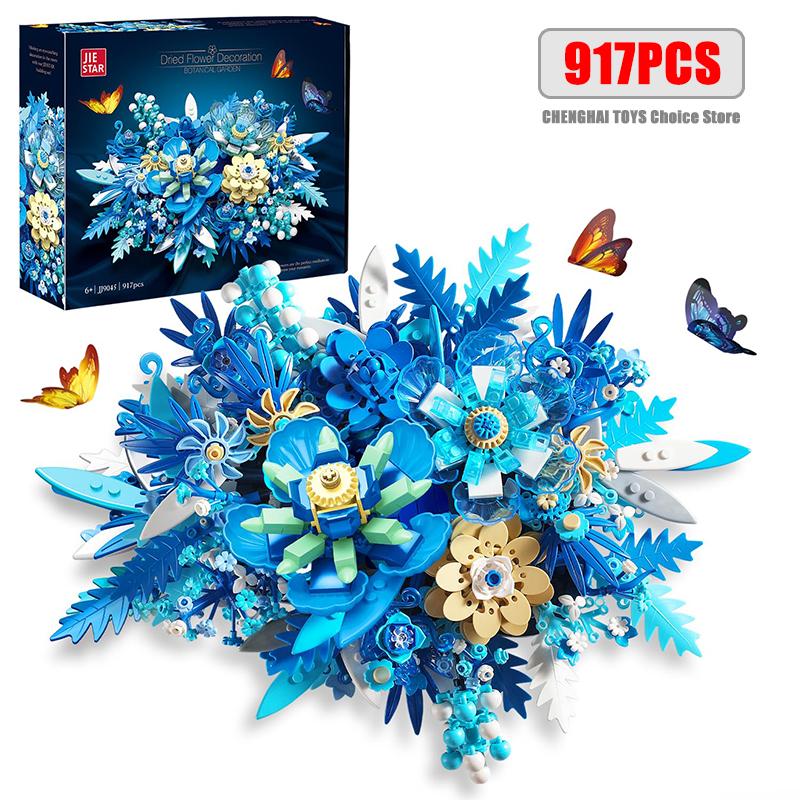 High-Quality 917Pcs High-Quality Blue High-Quality Flowers High-Quality Building High-Quality Blocks High-Quality Sets High-Quality For High-Quality