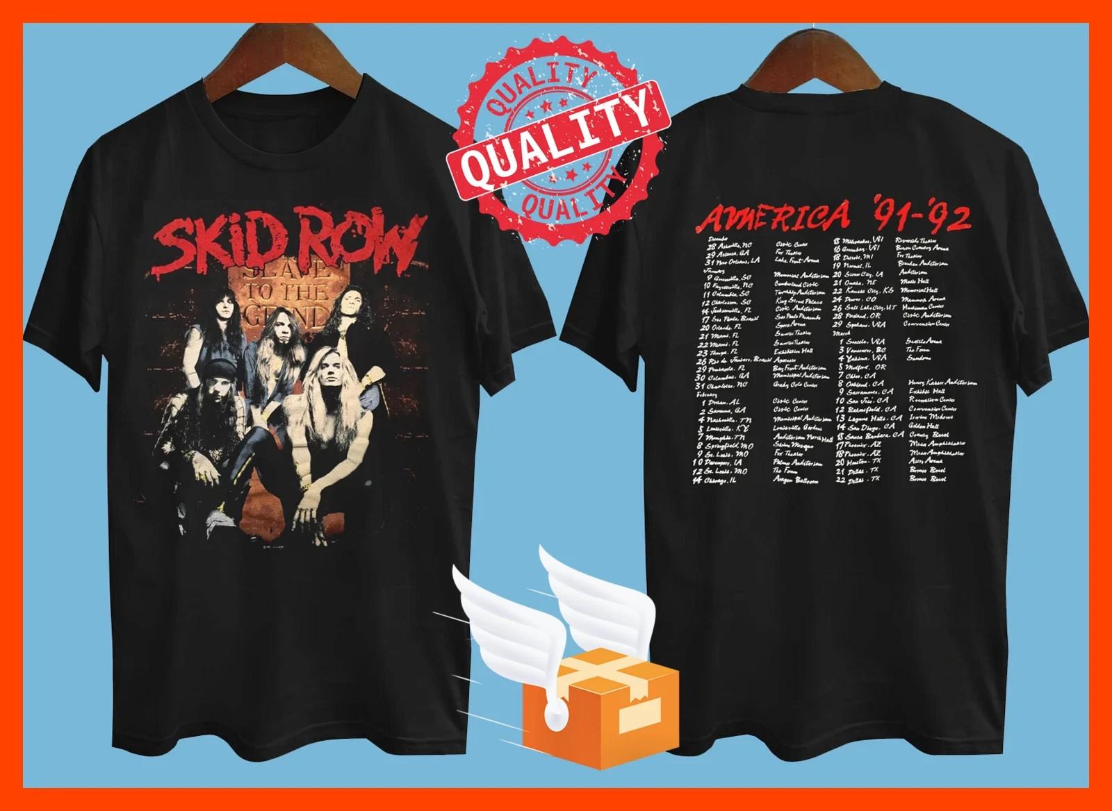 SALE SALE! Skid Row 1992 Tour 2 Side Black T-Shirt All Size S-5XL XXXL