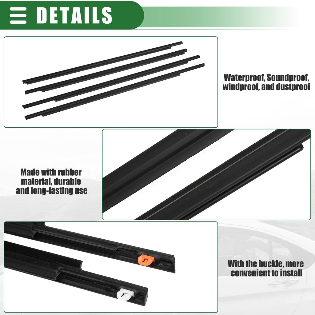 Uxcell Window Weatherstrip Trim Seal Belt for Toyota Prius 1 Set 2004-2009, Rubber, Black, 75710-47010,