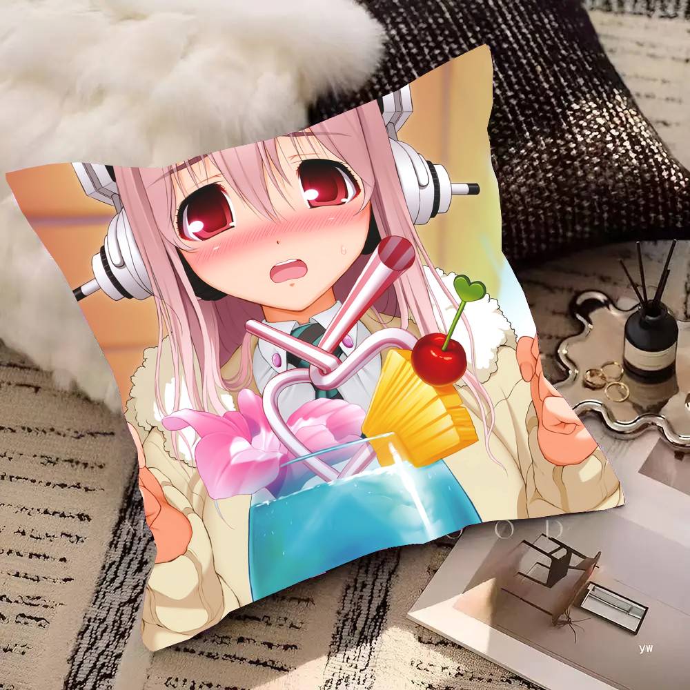 S-Super S-Sonico Pillow Case Square Pillow Bedroom Sofa Leisure Comfort Cushion Car Living Room Home Decoration