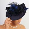 Sombrero de Novia Imitación Lino Hecho a Mano Fascinator Vintage para Boda Fiesta Kentucky Derby Carreras de Caballos Fiesta del Té