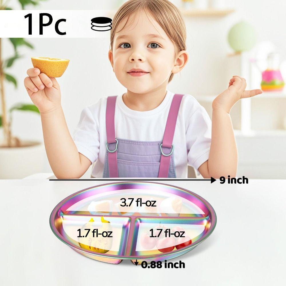 Dazzling Portion Control Plate Reusable 3 Compartment Food Tray 3 Grids Dishes  Lunch