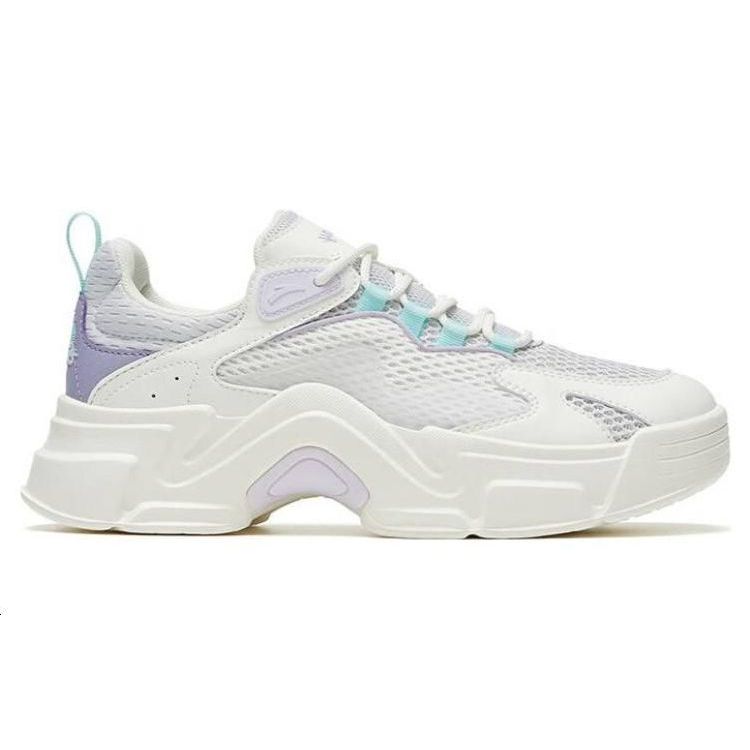 Anta Comfortable Versatile Wear-Resistant Low-Top Casual Shoes Women Sneaker White Purple Blue 122328889-4
