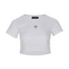 SURGERY Asymmetrical Metal Clover Logo Crop T-Shirt White