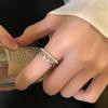 2Pcs Stackable Ring Set Faux Pearl & Rhinestone Twisted Band Open Rings for Women