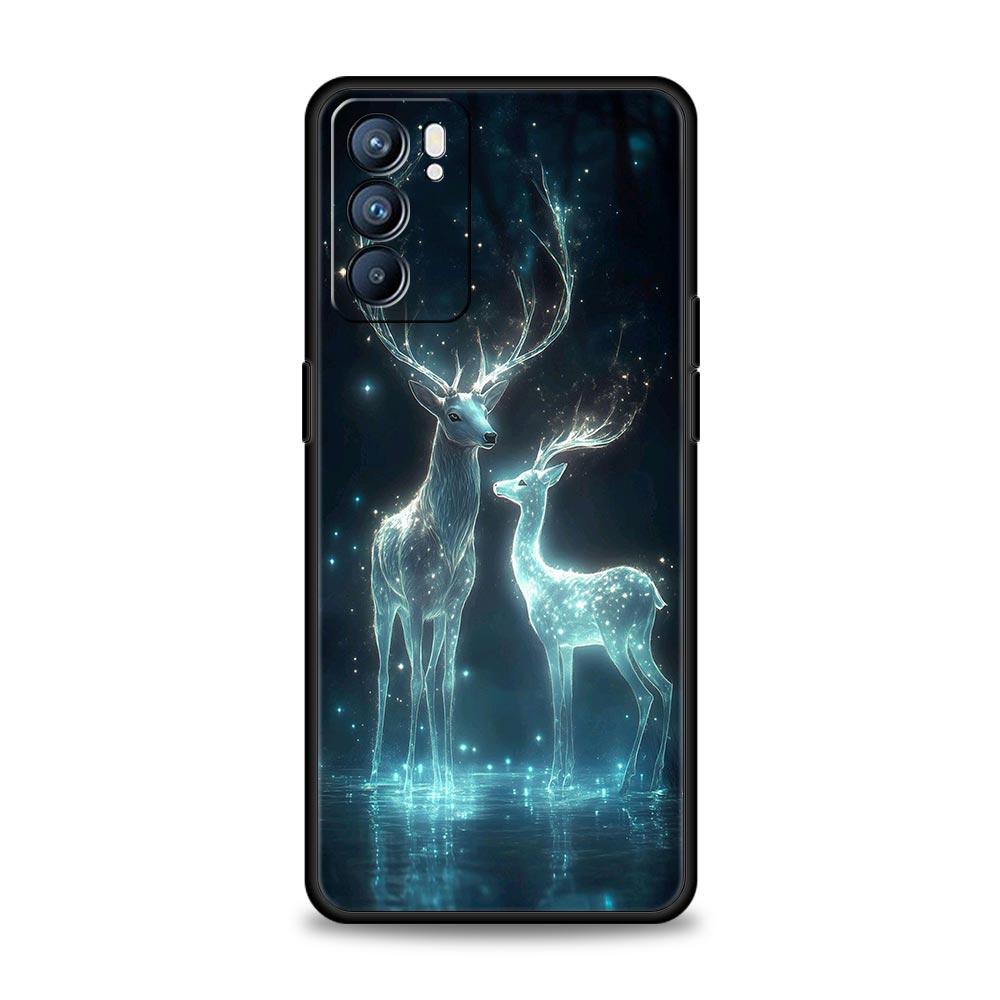 Cartoon Animal Deer Phone Case For Oppo Reno 13 12 11 10 7 F Find X5 X6 A98 A80 A79 A78 A57 A54 A31 A17 Pro 5G Soft TPU Cover