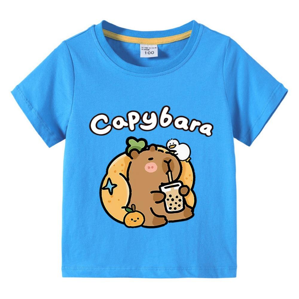 Children  T-shirt Kids Capybara T-shirt  Child Boys Cute Capibara Round Neck Tops Tee Kids Clothes For Summer