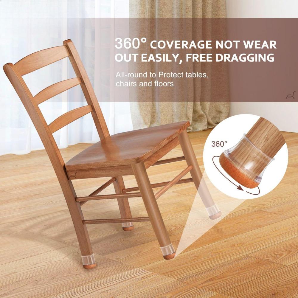 24Pcs Small Chair Leg Floor Protectors Chair Leg Protectors for Hardwood Floors Felt Silicone Caps Strengthen Bottom Protection