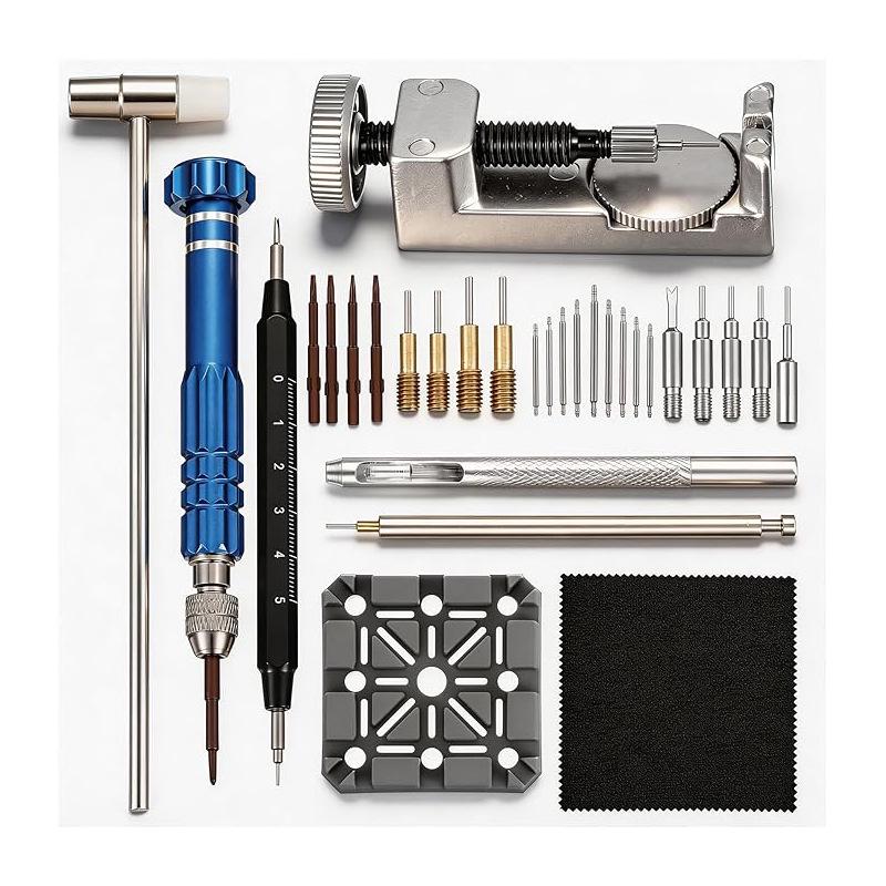132-Piece Watch Repair Tool Set with Strap Remover and Hole Punching Tools