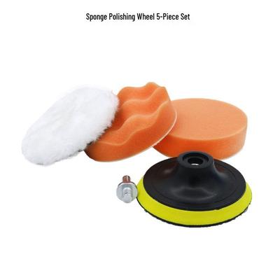 5-Piece Car Detailing Sponge & Wool Polishing Pad Set – 3-7 Inch Flat & Waffle Wheels