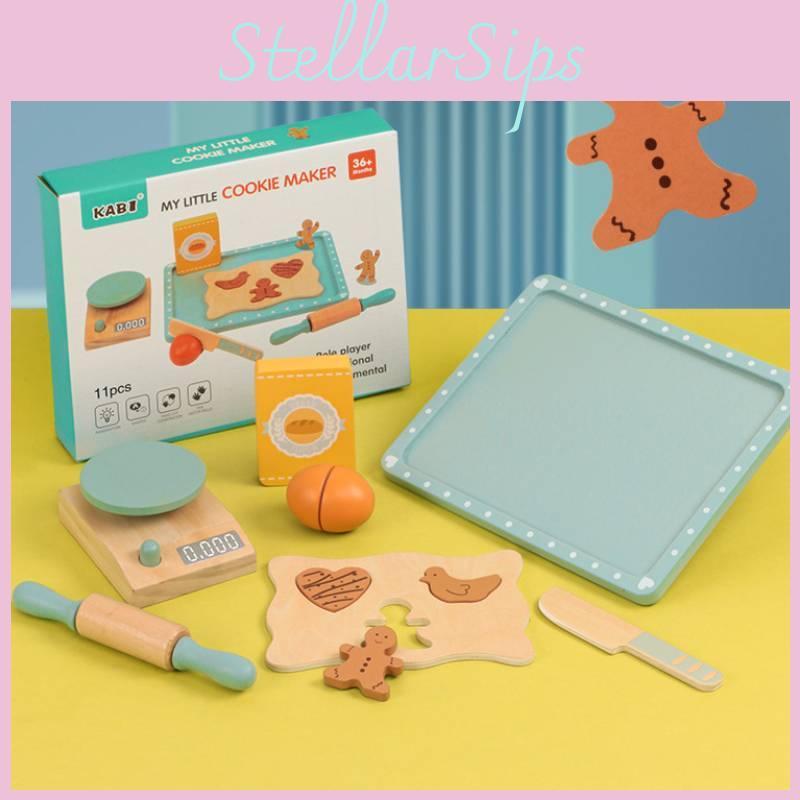 Wooden Pretend Play Baking Set For Kids With Interactive Cookie Making For Imaginative Cooking Fun