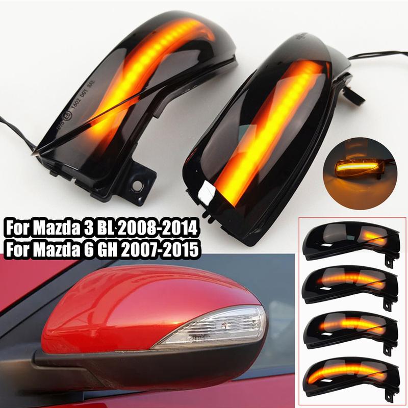 

2Pcs LED Dynamic Turn Signal Light Side Mirror Blinker Sequential Flasher Repeater For Mazda 3 BL 2008-2014 Mazda 6 GH 2007-2015