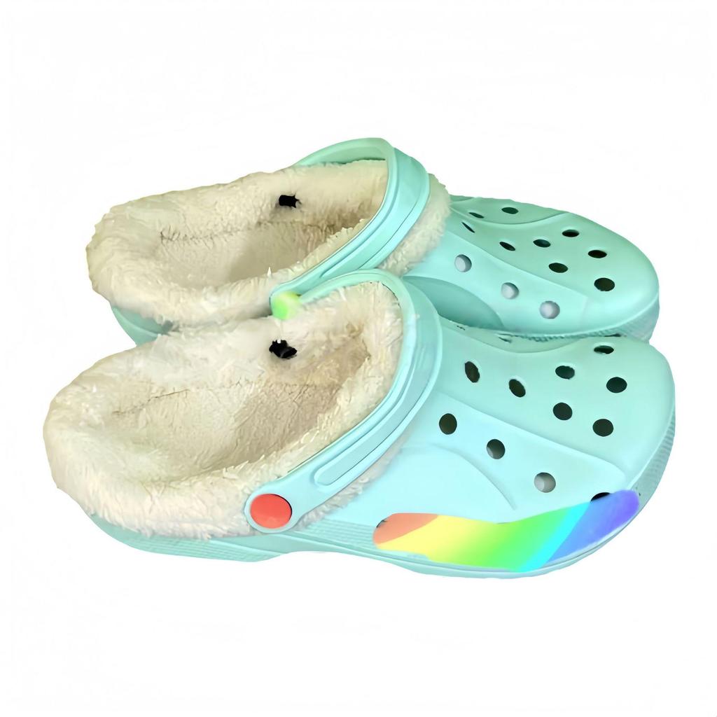 Beiya Fleece-Lined Wool Slippers - Men's & Women's Warm Cotton Hole Shoes for Autumn/Winter