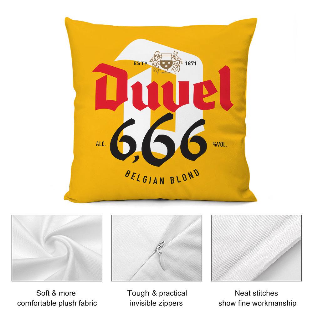 D-Duvel Beer Design Pillow Case Short Plush Pillow Covers Sofa Decorative Gift Home Double-sided Printing Cushion Cover