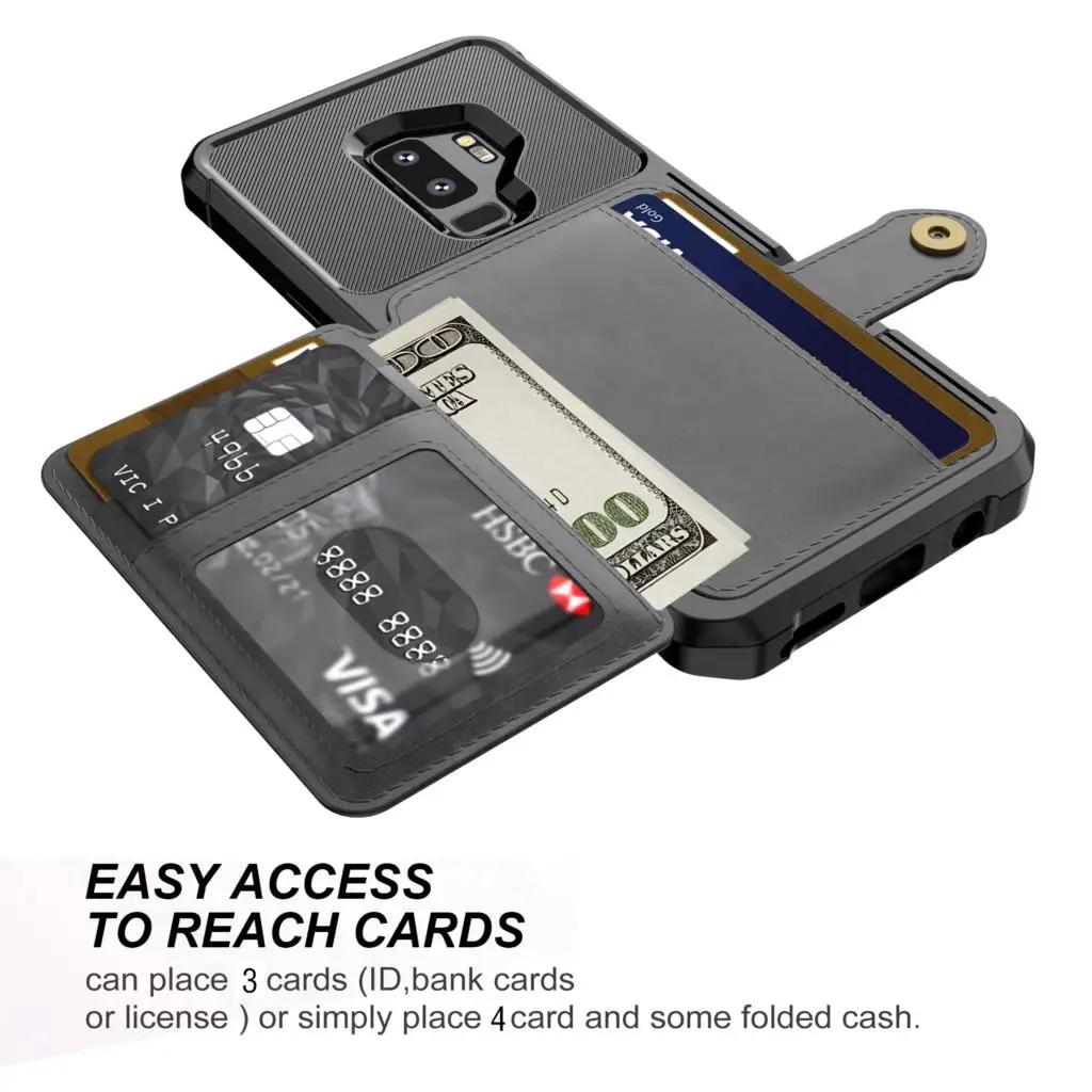 WEFOR PU Leather Case For Samsung Galaxy S9 S9 Plus Retro Flip Phone Cases For Samsung Galaxy Note 9 Card Holders Cover