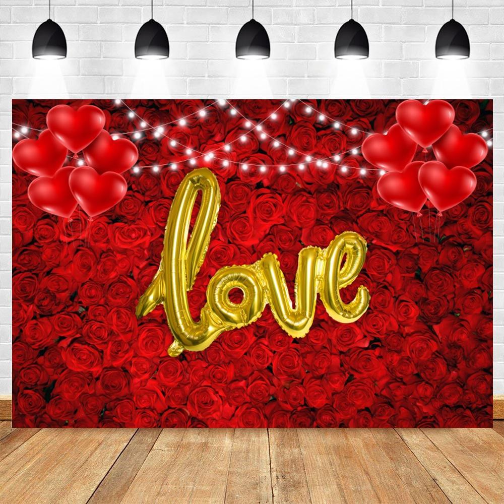 Valentine's Day Rose Balloon Theme Banner Background, Wedding Celebration Valentine Day Party Decoration Photography Background8