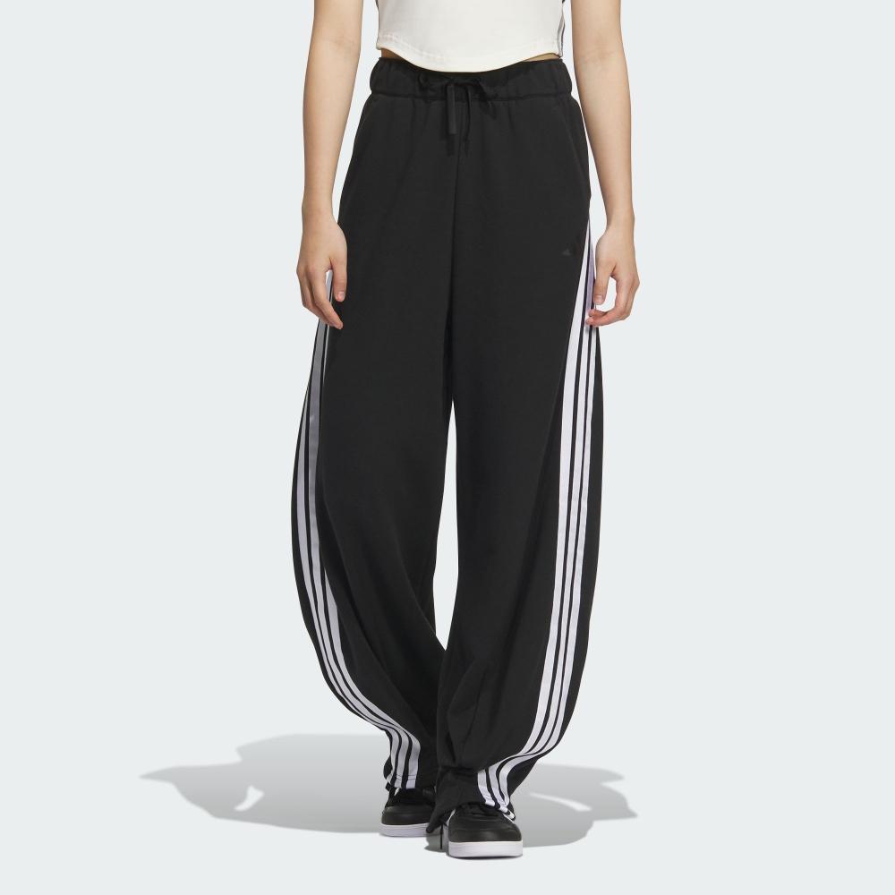 adidas French Terry Roze Joggingbroek Los Gestreept Trekkoord Middelhoge Taille Gebreide Sportbroek Dames Onderkleding Zwart KC4002