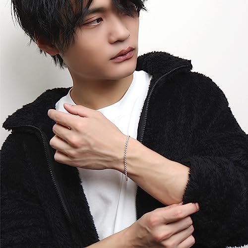 [Shinjuku Gin no Kura] Chaîne à Rouleaux Large de 3,2 mm, Argent Sterling 925, 19 cm, Bracelet Homme, Chaîne à Maillons Ronds, Chaîne Azuki Ronde, Volume Important