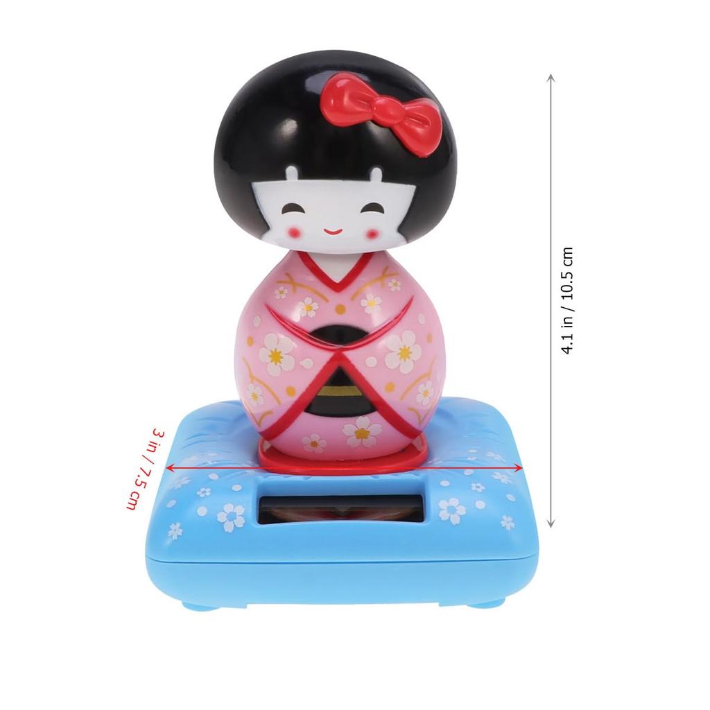 TOYMYTOY Solar-Powered Kimono Doll, Swaying Maiko, Car Interior Decor, Desktop Figurine, Japanese Cultural Gift, 2.76x2.76x4.33 Inches