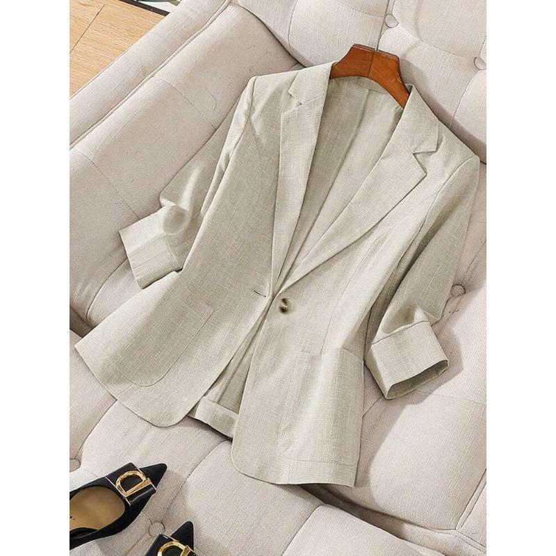 Autumn Winter Elegant Fashion Striped Patchwork Cardigan Blazers Women Turn Down Collar Casual Suit Coat