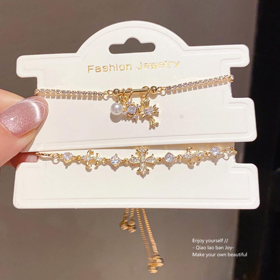 Required Zircon Iris Cross Bracelet Fashion Gold Women Jewelry For Gift Giving